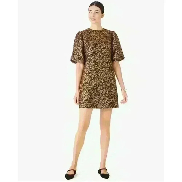 Kate Spade Leopard Lurex Jacquard Taxi Dress Size 2 NWOT - Picture 1 of 10